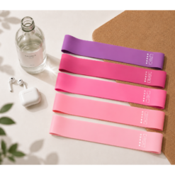 NITROSPORT Fitnessband 5er Set Peach Edition mit 5 Widerstandsbändern Fitnessband 5er Set aus Naturlatex mit verschiedenen Widerstandsstufen Loop Bänder Peach Edition für Fitness Yoga Pilates und Krafttraining NITROSPORT Widerstandsbänder mit Tasche für Training zu Hause und unterwegs Gymnastikband Set mit Ultra Light bis Extra Strong Widerstandsstufen